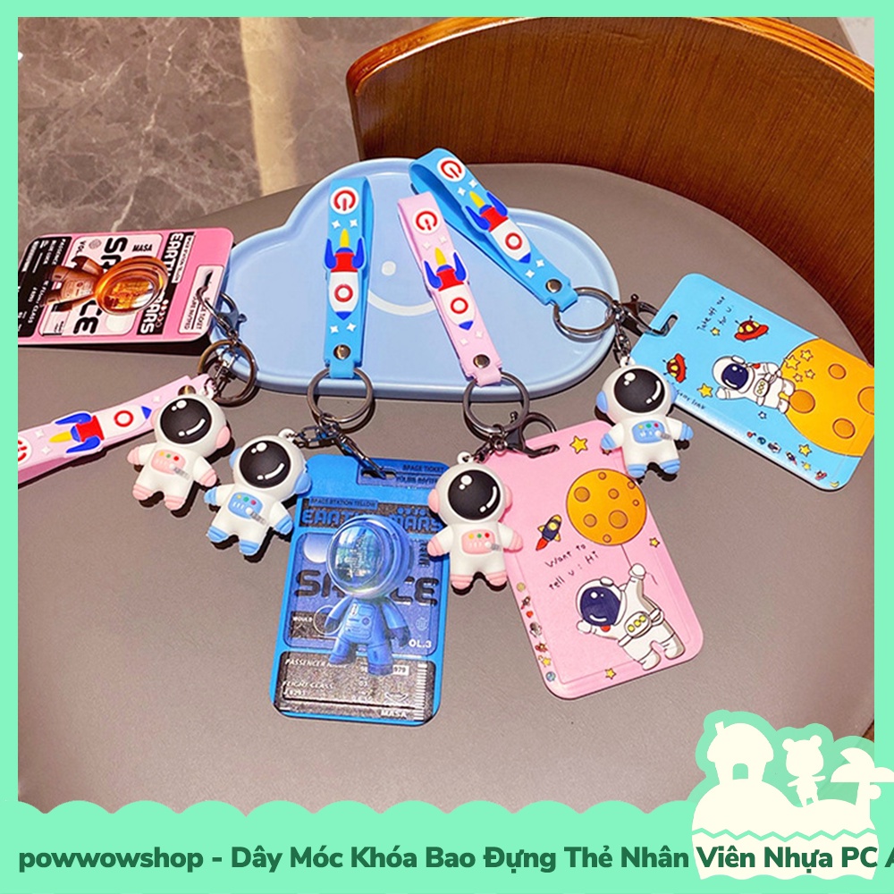 [Sẵn VN - Hỏa Tốc] Dây Móc Khóa Bao Đựng Thẻ Nhân Viên Nhựa PC+Acrylic Mẫu Astronaunt Phi Hành Gia Không Gian 3D