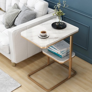 Bàn trà nhỏ trang trí đặt cạch sofa, bàn trà cạnh gỗ 2 tầng đơn giản tiên ích bgk2024