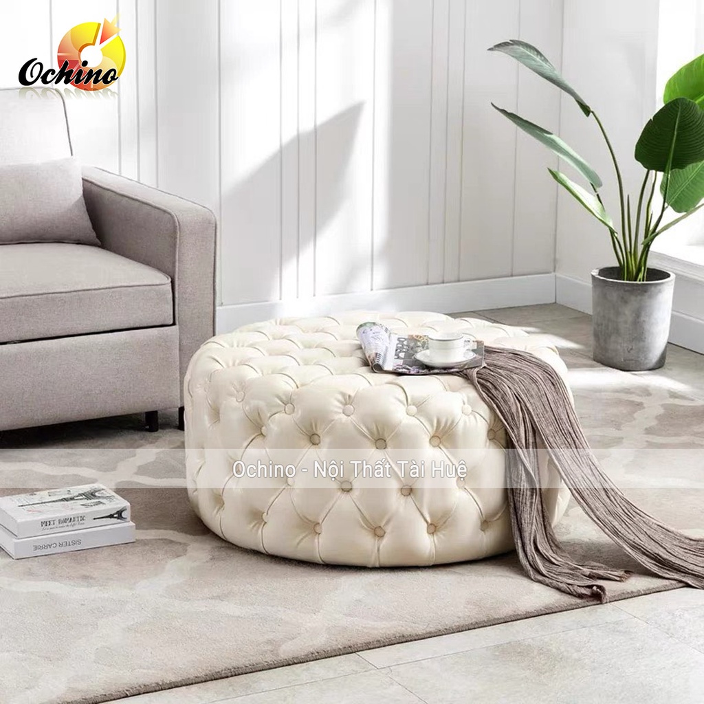 Ghế đôn Tròn To cho shop thời trang, shop dày hoặc phòng ngủ mẫu Nhún cổ điển Cao Cấp size 80cm và 1m ( có sẵn)