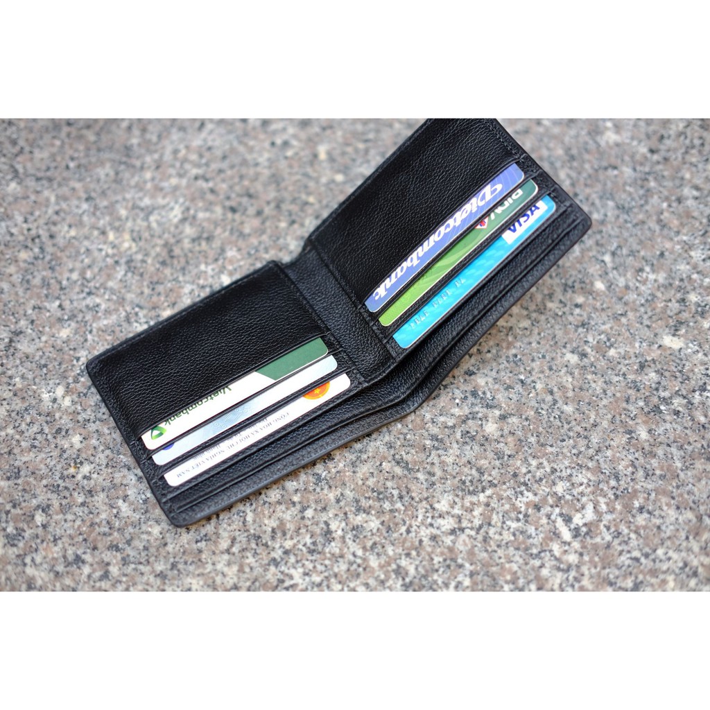 Ví nam LIAM da bò thật dáng ngang màu đen HT79-101