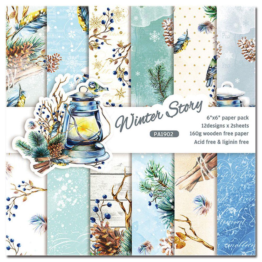 Set 24 Tờ Giấy Làm Phông Nền Xếp Hình Origami Nghệ Thuật Mùa Đông