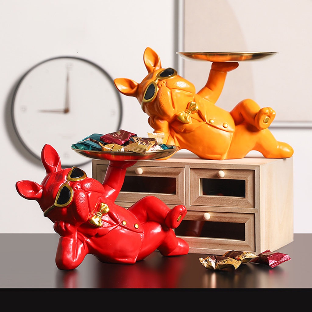 Tượng cún bull bằng nhựa resin thời trang