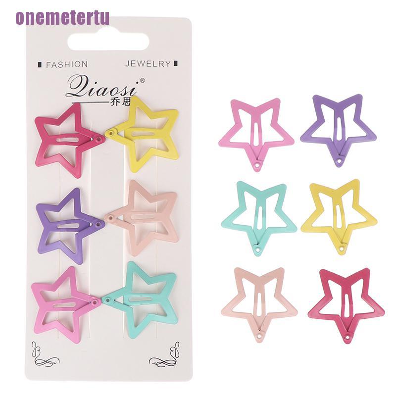 Set 6 Kẹp Tóc Kim Loại Hình Ngôi Sao Dễ Thương Cho Bé Gái