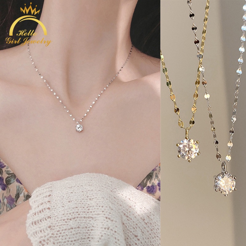 Vòng Cổ Mặt Đá Zircon Phong Cách Hàn Quốc Sang Trọng Cho Nữ