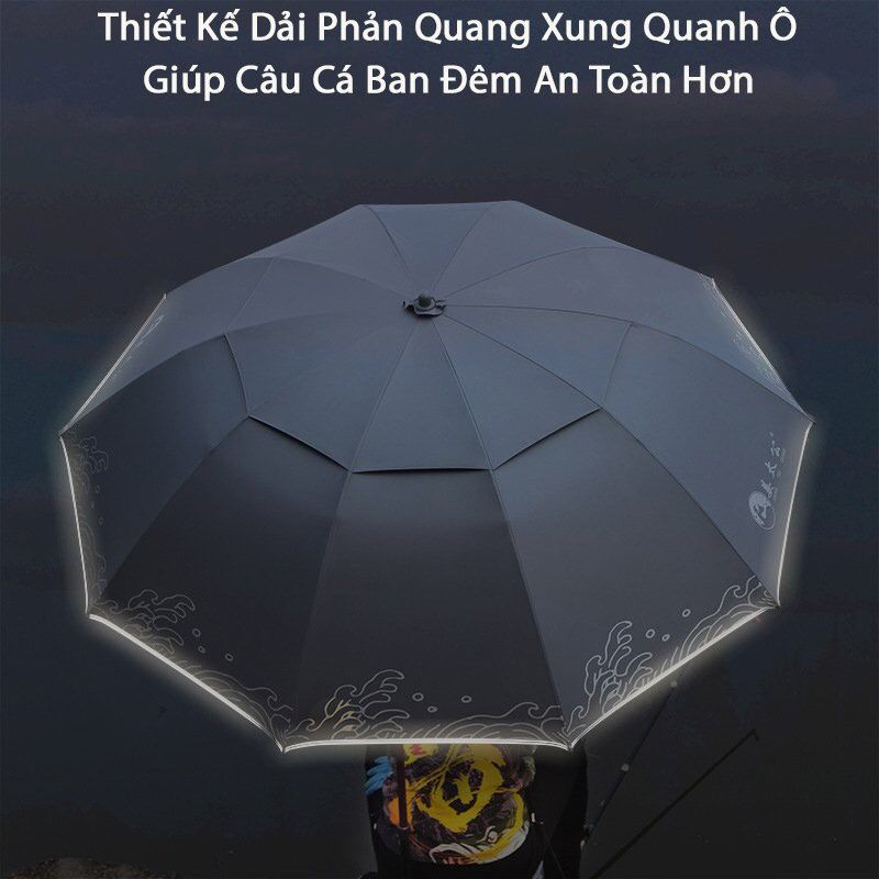 Ô dù câu cá loại dày đẹp có viền phản quang 2m2 và 2m4