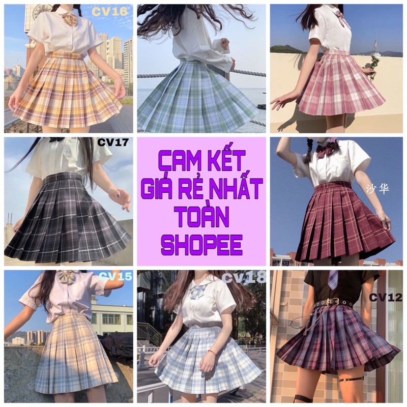 [CÓ SẴN] Chân Váy Phong Cách JK Kẻ Caro chữ A Xếp Ly Dáng Xoè Ulzzang
