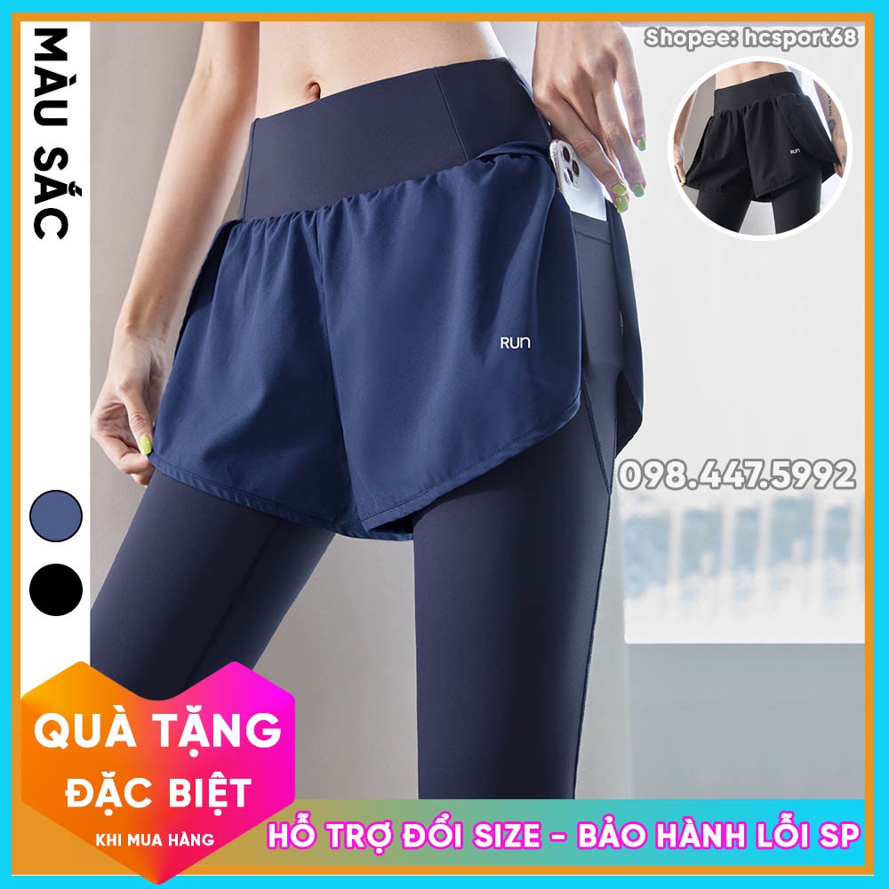 Quần Tập Gym Yoga Nữ QD28 Chất Thun Lạnh, Có Quần Short Phía Trước Chống Lộ, Kèm Túi Đưng - HcSport68