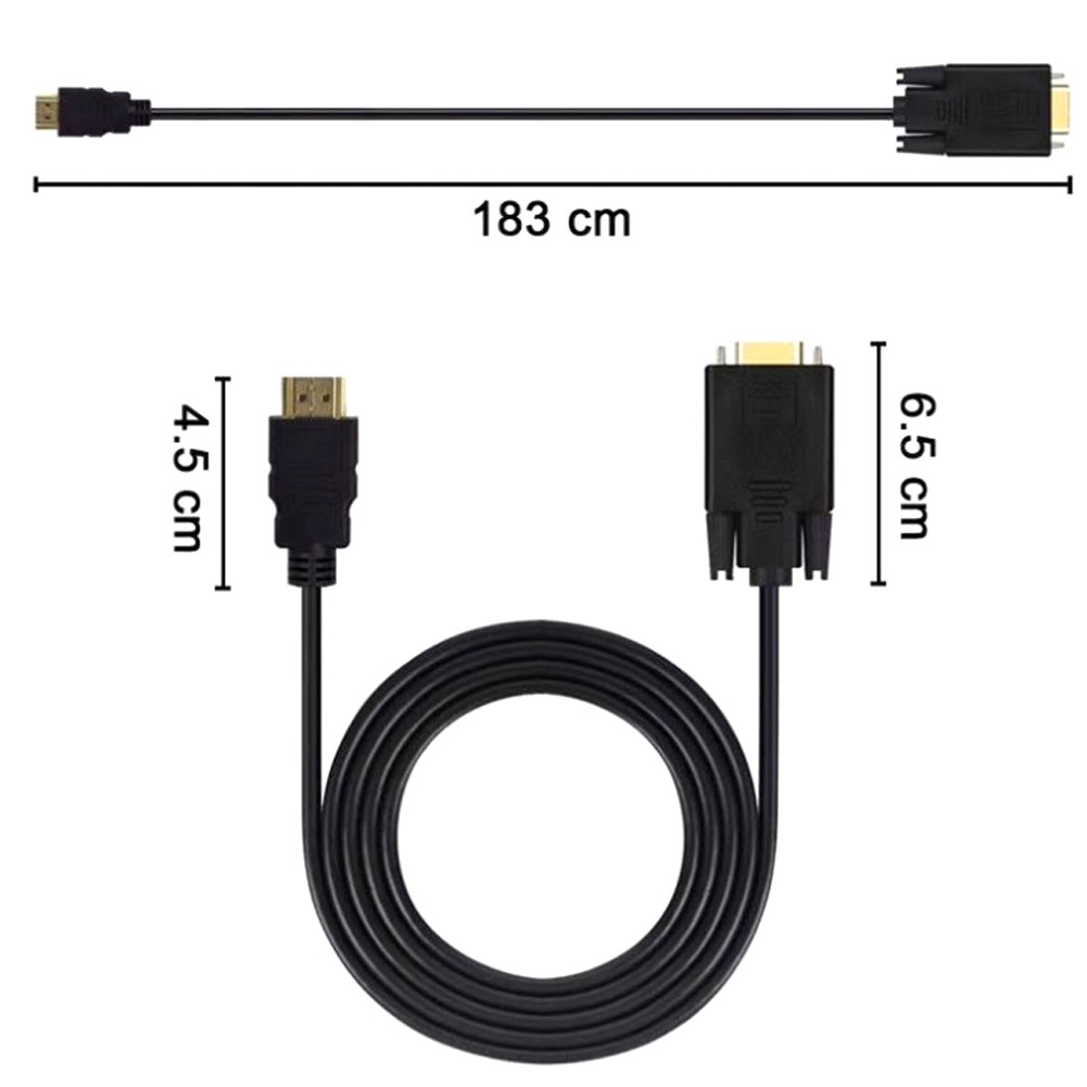 Dây Cáp Chuyển Đổi Hdmi Kỹ Thuật Số Sang Vga Mạ Vàng Dài 1.8m