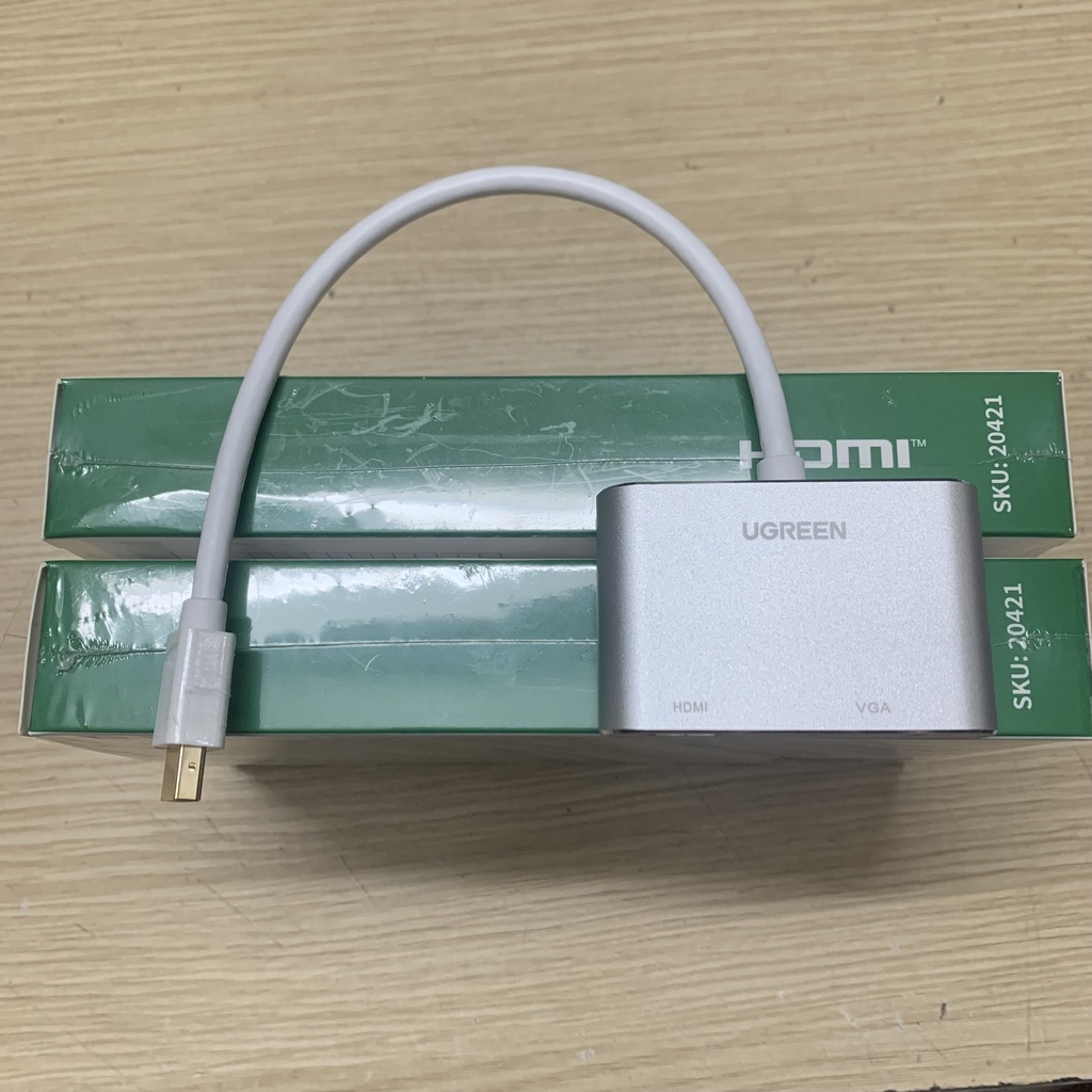 Cáp chuyển đổi Mini Displayport to HDMI và VGA Ugreen 20421 mạ vàng/2k-4k/20cm