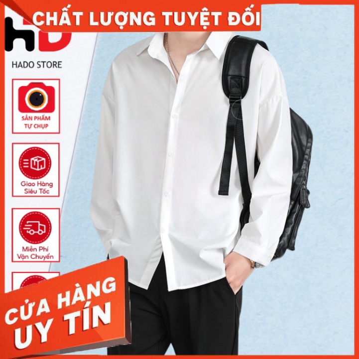 Áo sơ mi nam nữ dài tay unisex sơ mi form rộng vải lụa thái chống bai xù - Hàng nhập khẩu