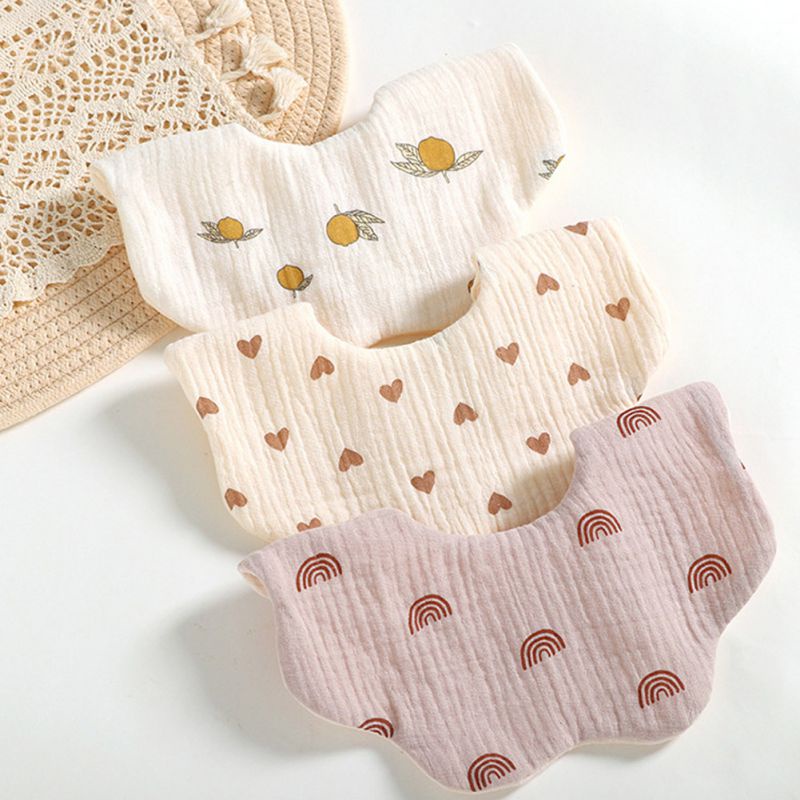 Yếm Ăn Cotton 6 Lớp Xoay 360 Độ Hình Cánh Hoa Xinh Xắn Cho Bé