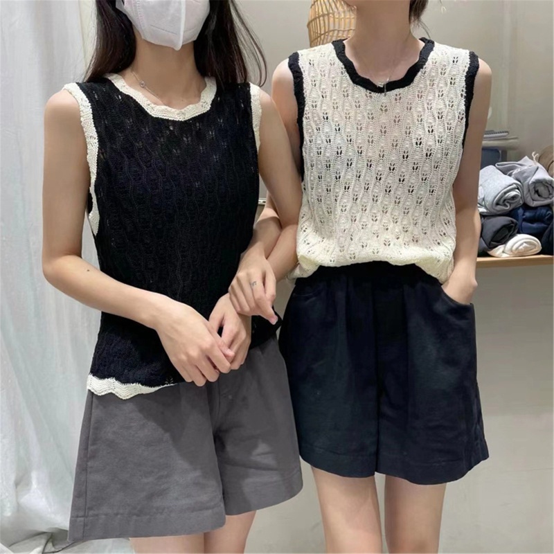 Áo Croptop Dệt Kim Cổ Tròn Dáng Ôm Thời Trang Mùa Hè Y2K Dành Cho Bạn Nữ