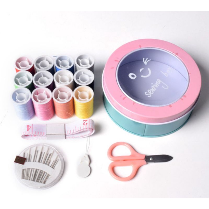 Bộ kim chỉ hộp tròn 12 cuộn,,,