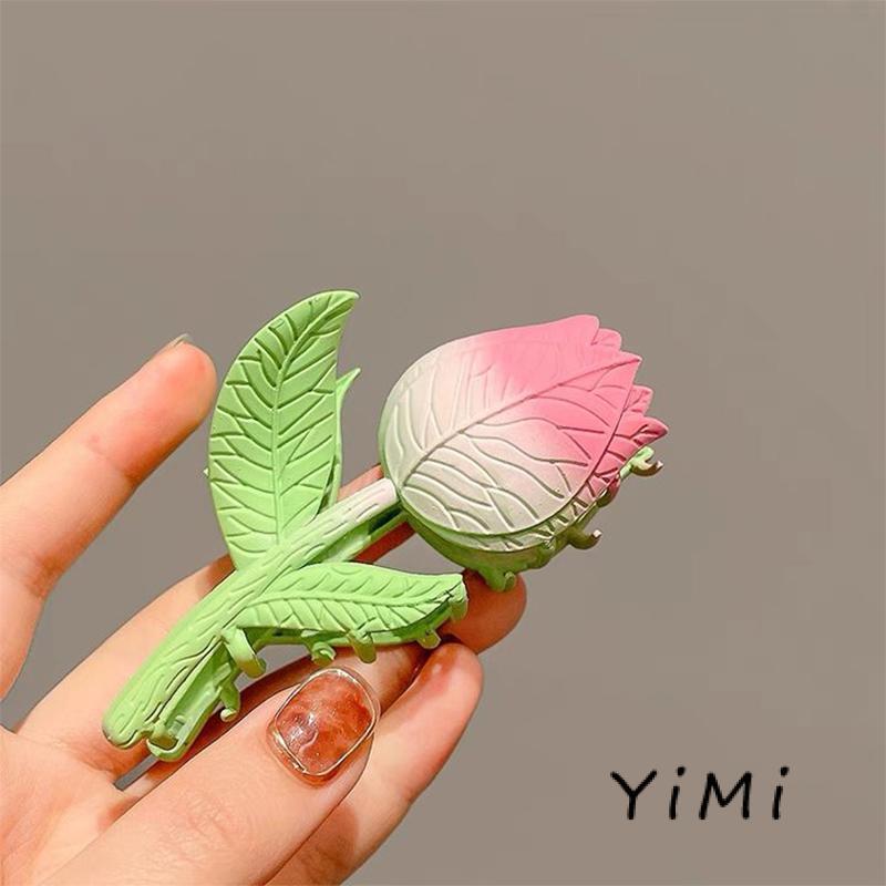 Kẹp Tóc Hình Hoa Tulip 3D Màu Hồng Thời Trang Mùa Hè Cho Nữ