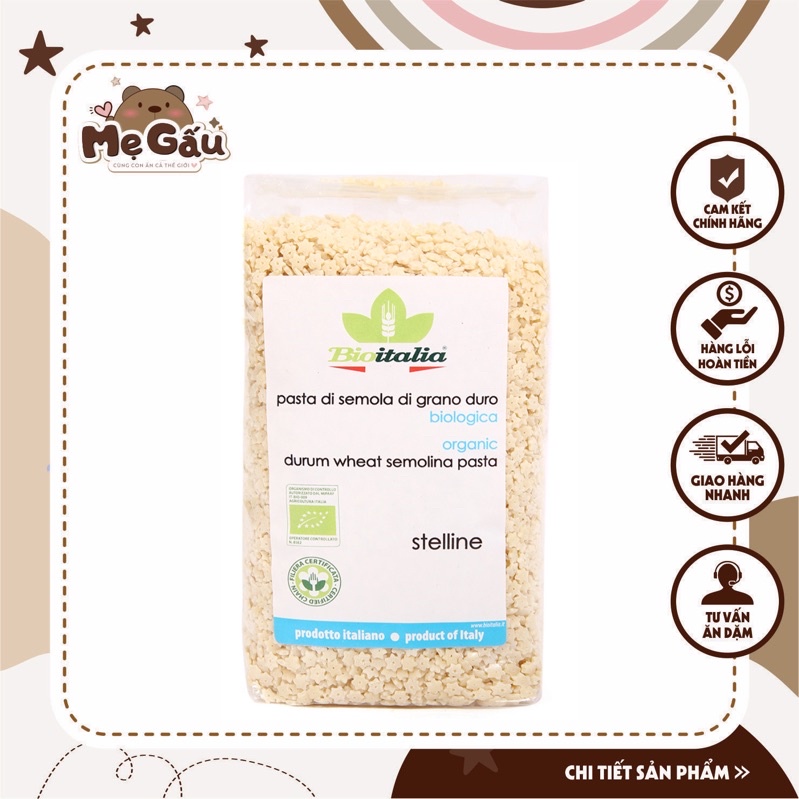 Nui sao hữu cơ Bioitalia 500g - cho bé từ 6m+