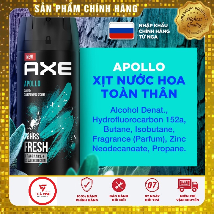 Xịt khử mùi Axe Apollo dành cho nam - Nhập khẩu chính hãng từ Nga - Mẫu mới nhất (135ml/chai)