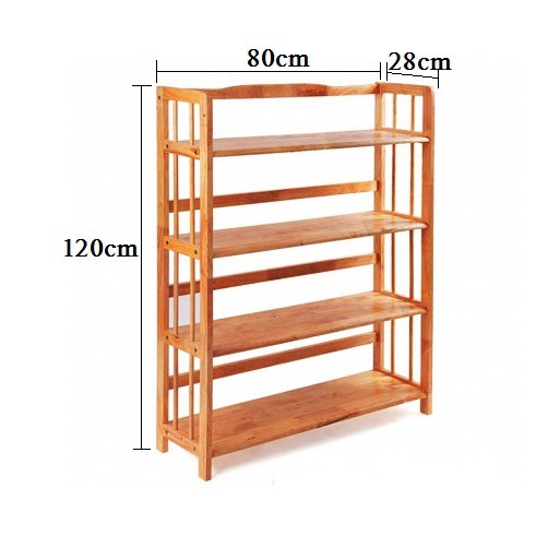 Kệ Sách Gỗ Tự Nhiên 4 Tầng Rộng 80cm Tăng Đưa