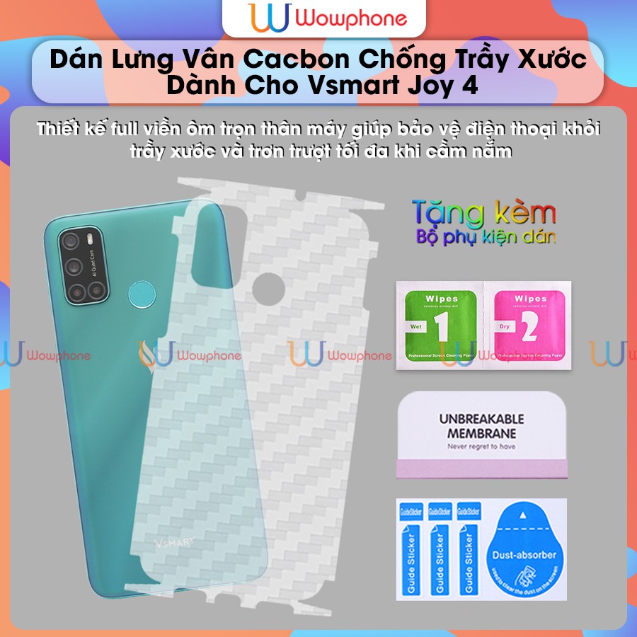 Miếng Dán Decal Carbon Vsmart Joy 4 Joy4 Live 4 Live4 Aris Aris Pro Full Viền Wowphone