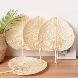 Xưởng SX- Quạt lá đề trái tim màu trắng size to 30cm -Tre Việt