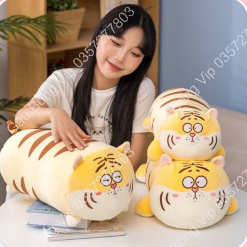 Gấu Bông Hổ Mặt Ngáo, Hổ Mắt Tròn Dễ Thương, Thú Nhồi Bông Con Cọp Cao Cấp Gối Ôm Cute Khổng Lồ, Qùa Tặng Người Yêu