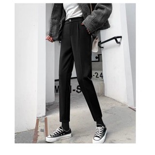 Quần baggy nữ cạp cao ống đứng vừa màu đen dáng dài Chất vải mềm - Quần bigsize nữ đi học lưng cao mặc đi làm công sở