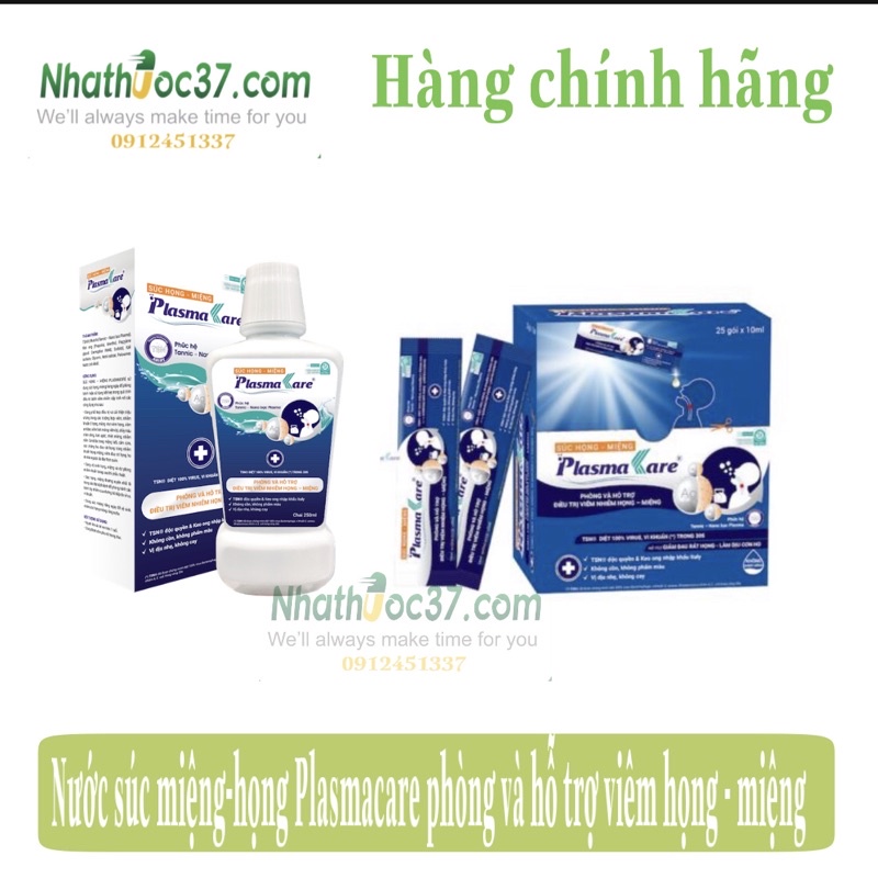 Nước súc họng miệng Plasmakare giúp diệt vi khuẩn, virus , giảm đau rát họng, làm dịu cơn ho