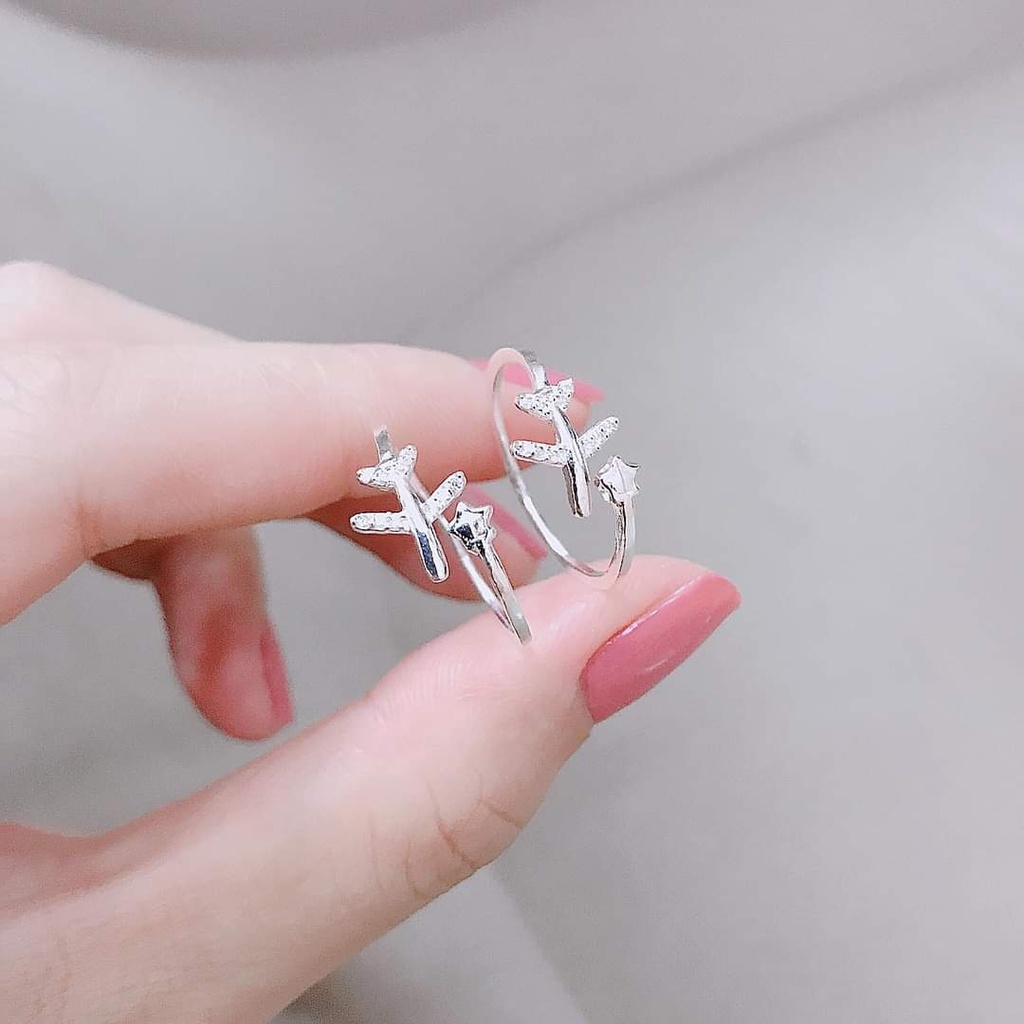 Nhẫn bạc nhẫn máy bay nhỏ free size Van Jewelry V10718