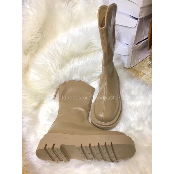 Boot lửng 26cm-đế 5cm-da trơn cổ V