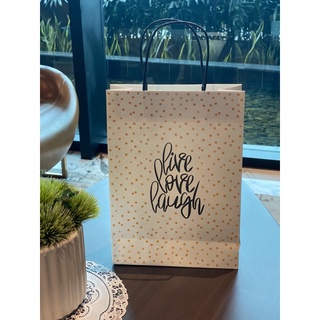 Combo 5 túi giấy KRAFT Nhật quai xoắn SDstationery LIVE LOVE LAUGH kt ngang 21,5 x cao 30 x đáy 9 (cm)