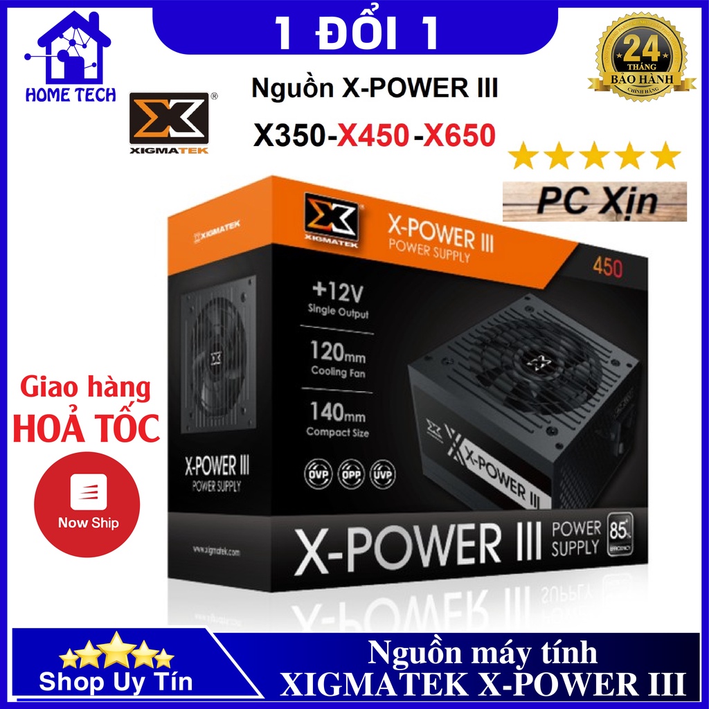 Nguồn máy tính XIGMATEK X-POWER III X-350/ X-450/ X-650 Hàng chính hãng Quạt tản nhiệt 120mm bảo hành 36 tháng