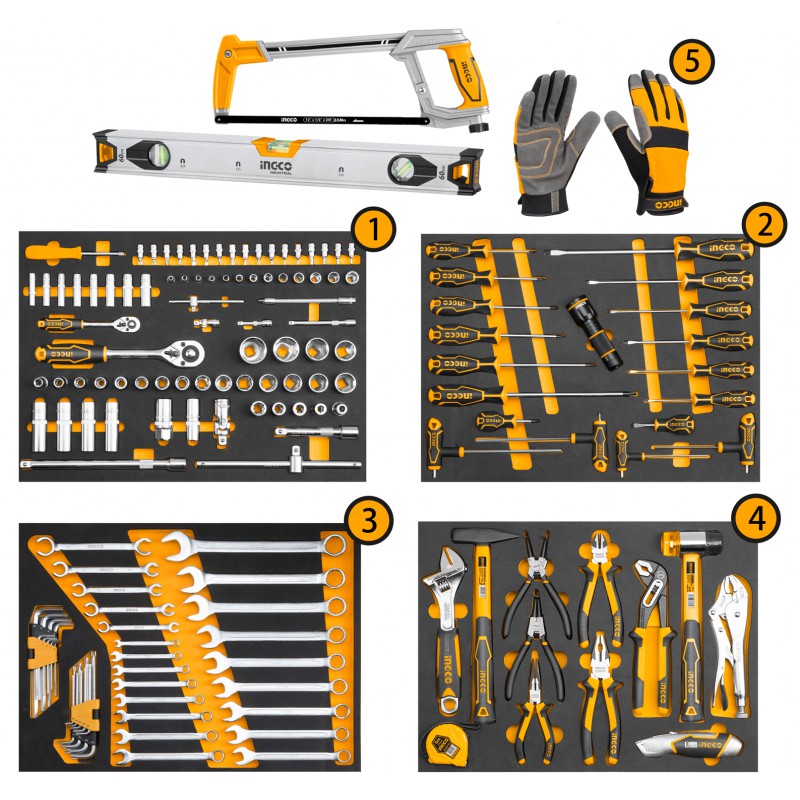 Bộ tủ kéo 4 ngăn 162 món công cụ Ingco HTCS271621