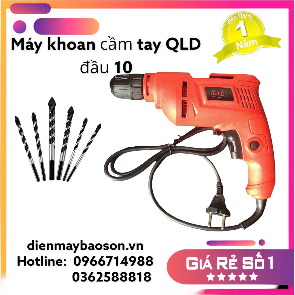 Máy khoan điện cầm tay QLD 600W Máy Bắn Vít Đầu 10mm Bảo hành 1 năm