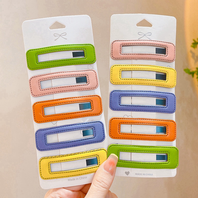 Set Kẹp Tóc Vuông Bằng Da Cao Cấp Thời Trang