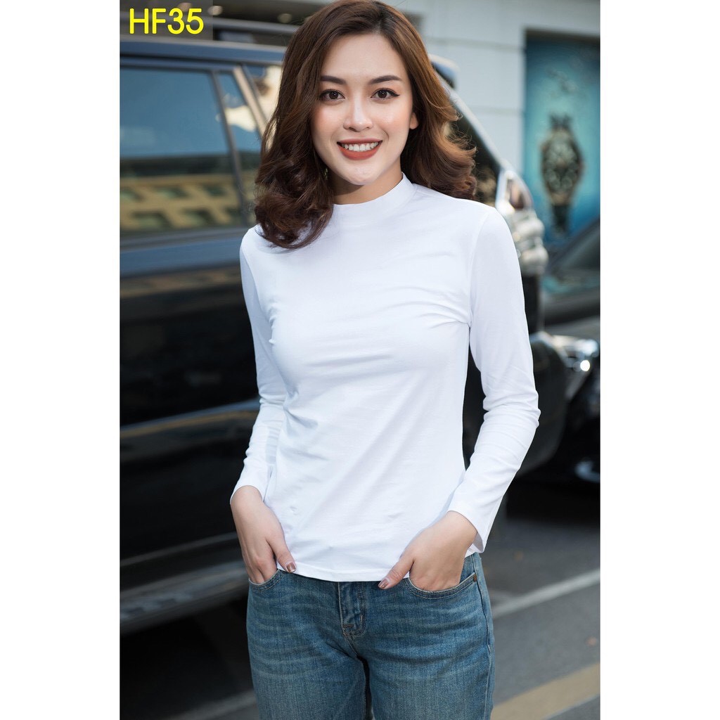 Áo giữ nhiệt Thu Đông Nữ Nhật Bản, Chính Hãng HF, cổ cao 3cm sinh nhiệt giữ ấm rất tốt, vải cotton