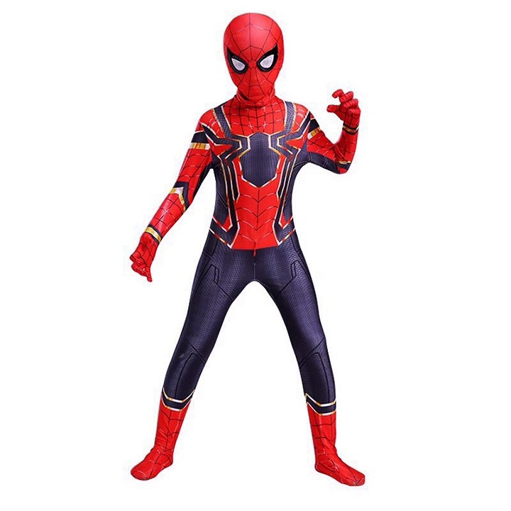 Quần Áo Người Nhện Spider Man Kèm Mặt Nạ Trùm Đầu Cho Bé - Bộ Quần Áo Siêu Nhân Chất Vải Cao Cấp