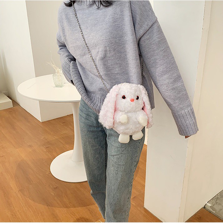 Túi đeo chéo hình thỏ siêu dễ thương lông mượt chuẩn Quảng Châu giá tốt