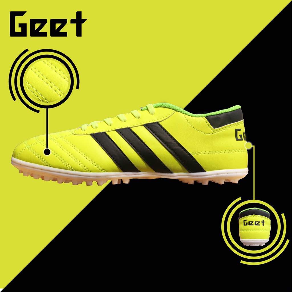 Giày GEET đá bóng sân cỏ nhân tạo màu xanh chuối 3 sọc đen