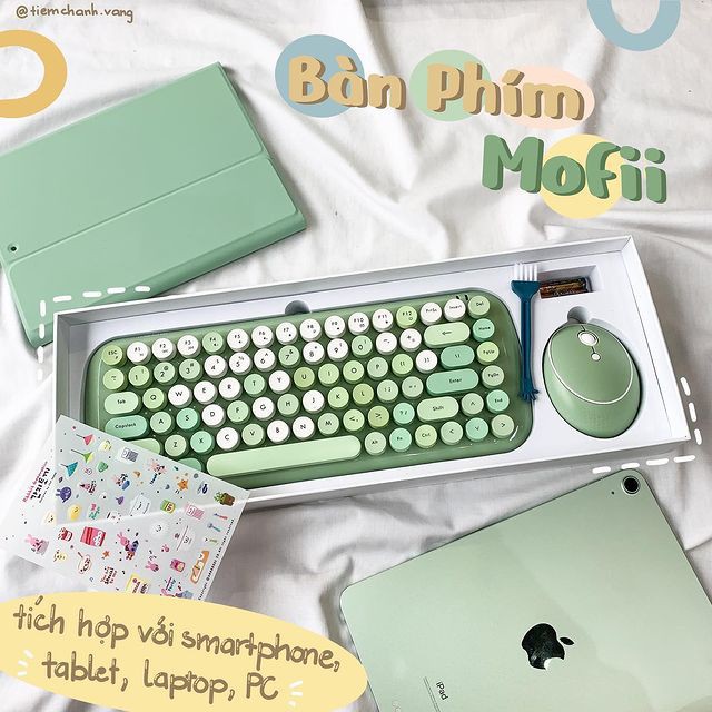 [Tặng chổi + Pin + Stickers] Bộ Bàn phím + chuột KHÔNG DÂY MOFII MIX MÀU ngọt ngào, nhiều mẫu hót hít 34.5cm