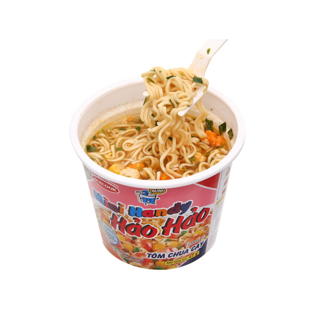 Mì Hảo Hảo Mini Handy Tôm Chua Cay 47gram / ly Siêu Ngon- Thích hợp dân Văn Phòng, Công Sở