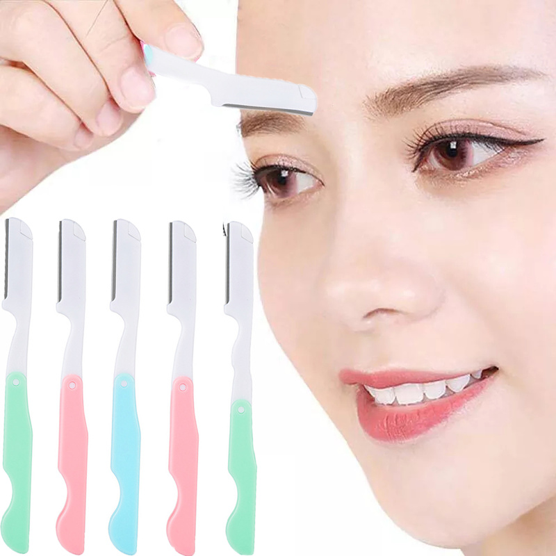 [Hàng mới về] Dao cạo tỉa lông mày bằng thép không gỉ gấp gọn lại được tiện lợi