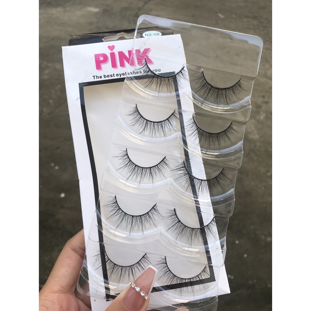 Lông Mi Giả Tự Nhiên Cao Cấp  5 Cặp PINK Cao Cấp