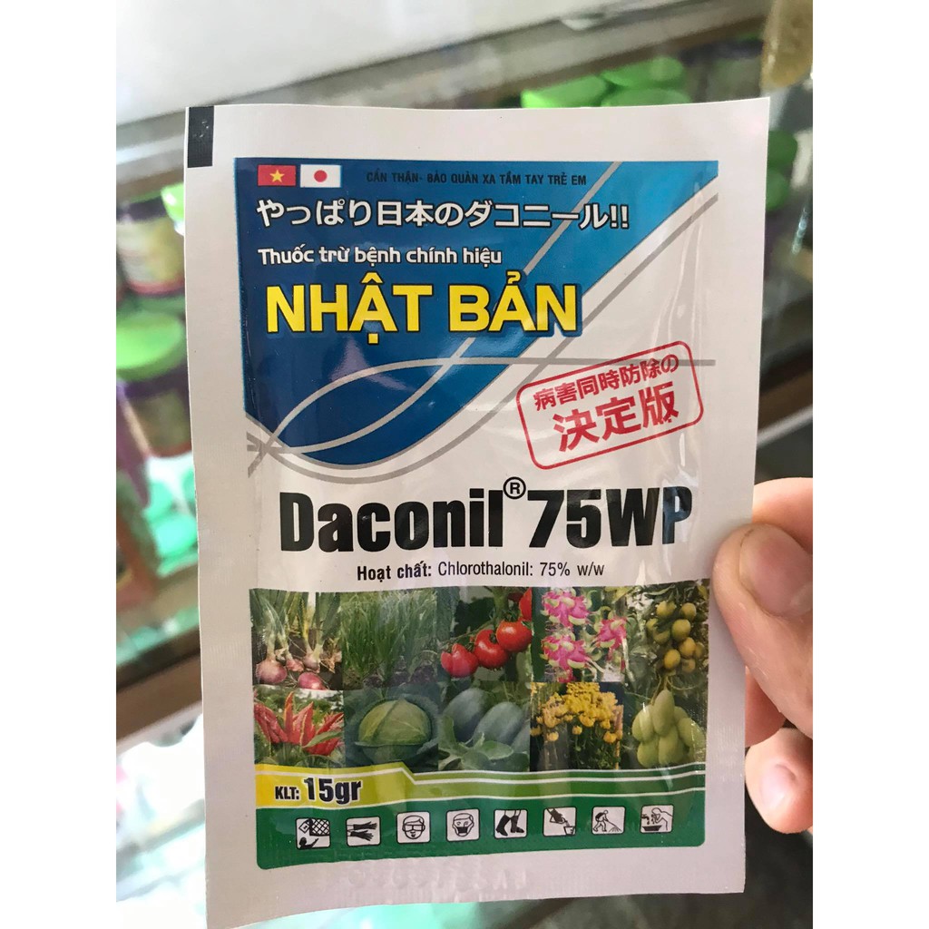 DACONIL 75WP – THUỐC TRỪ NẤM BỆNH NHẬT BẢN Gói 15g ĐẶC TRỊ ĐỐM LÁ – THÁN THƯ - SƯƠNG MAI - ĐẠO ÔN