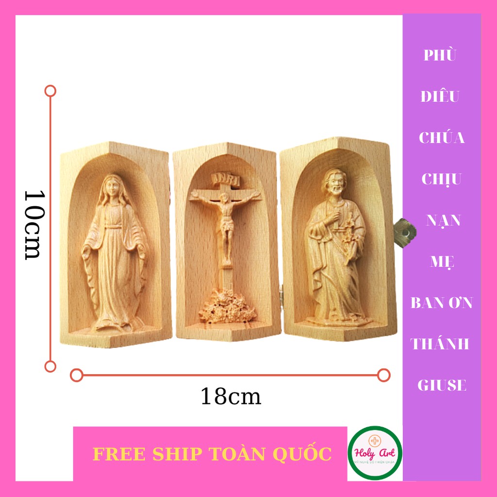 Tượng me ban ơn-CHÚA CHỊU NẠN-THÁNH GIUSE  BẰNG GỖ, CAO 10x 7cm  BÀN THỜ CÔNG GIÁO MINI