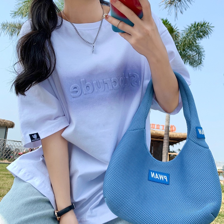 New alphabet short-sleeved t-shirt women's embossed print loose top