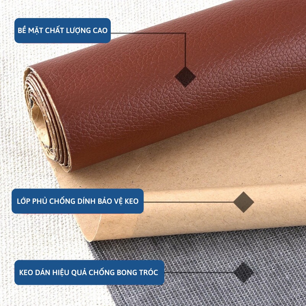 Miếng dán vải da PU cỡ lớn, da tự dính sửa ghế, nội thất, đồ da 138*100cm