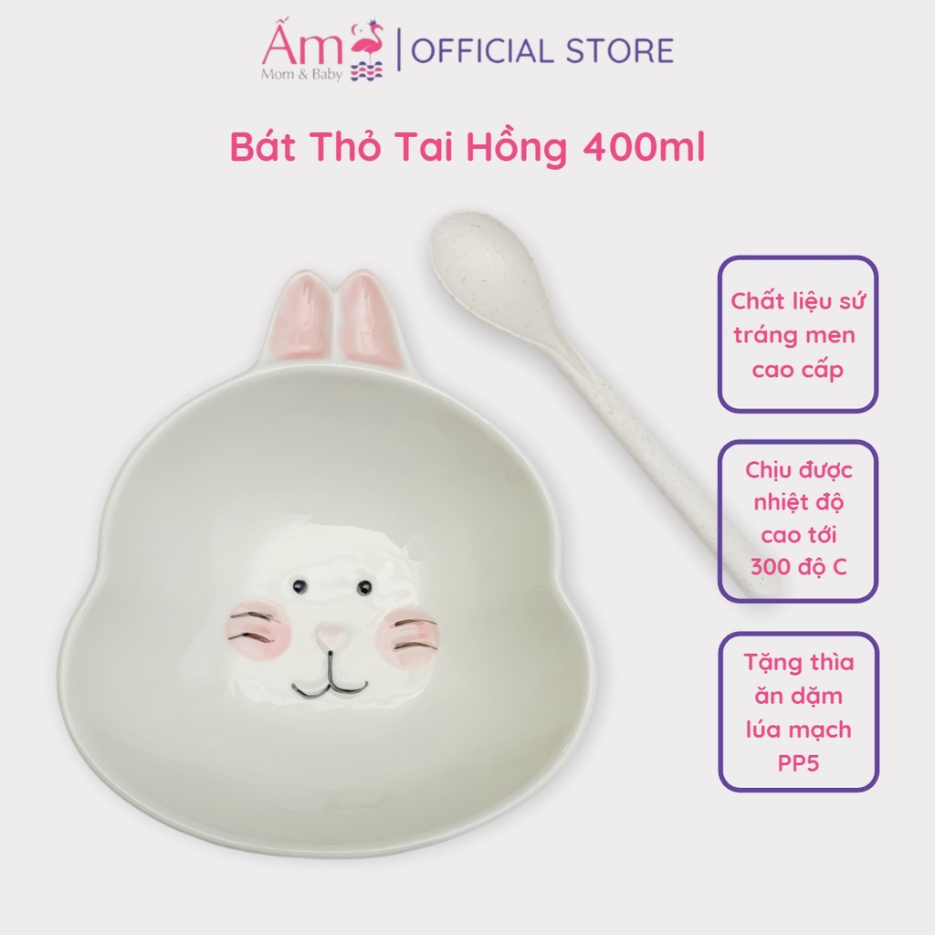 [Tặng Thìa] Bát Ăn Dặm Cỡ Lớn Cho Bé Nhiều Hình Dễ Thương Ấm Baby Gốm Sứ Kiểu Nhật Cao Cấp An Toàn Cho Trẻ Ấm Gift Decor