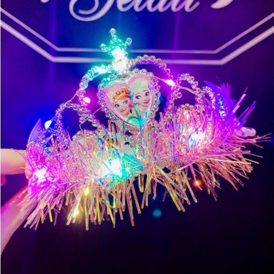 Đồ hóa trang Bờm phát sáng Cài tóc ELSA, Bạch Tuyết Băng đô công chúa có đèn nhấp nháy cho bé gái