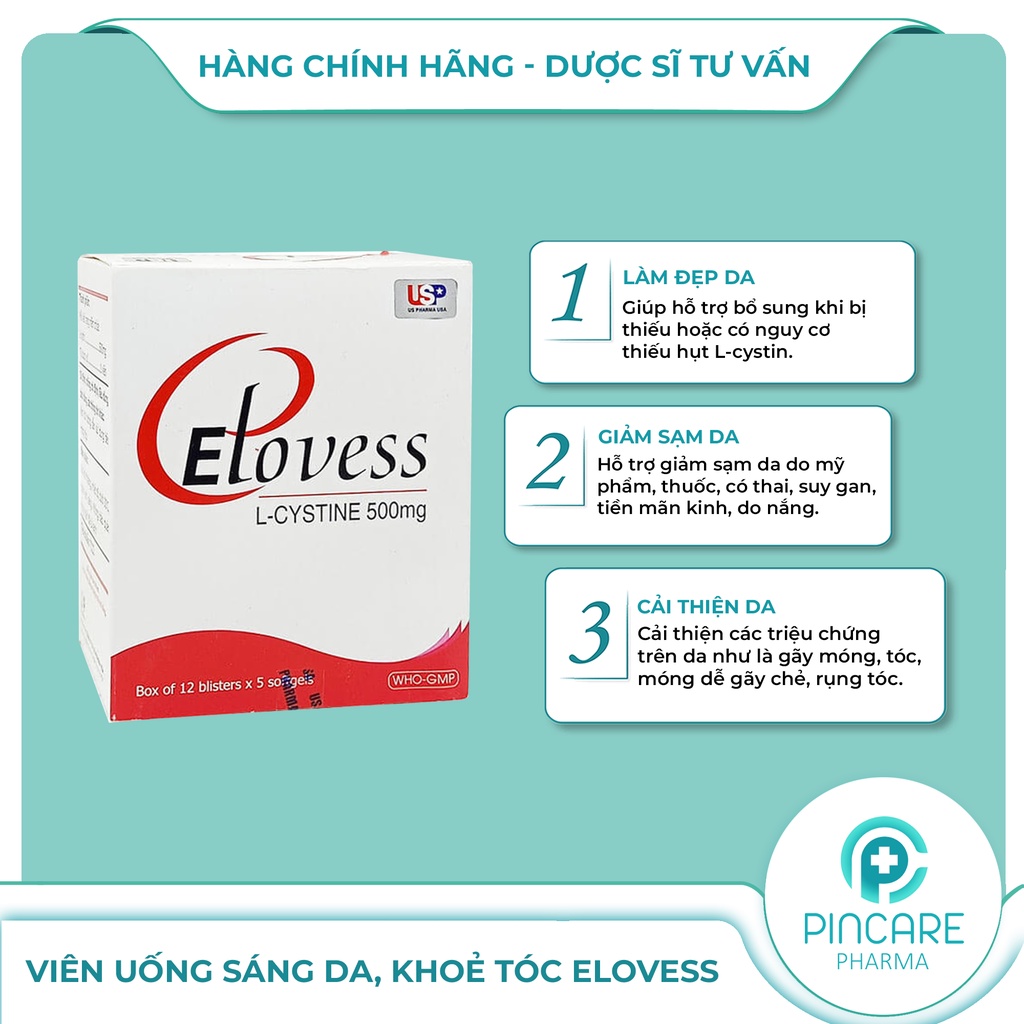 Viên uống sáng da, khoẻ tóc ELOVESS  - Hàng chính hãng - Nhà Thuốc PinCare