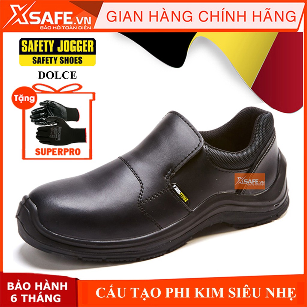 Giày bảo hộ lao động nam Jogger Dolce S3 SRC giày xỏ da bò cao cấp, chống nước, cấu tạo phi kim, chống trượt chuẩn SRC