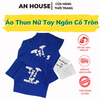 Áo kiểu croptop 🌺an house🌺áo thun nữ tay ngắn cổ tròn cá tính freesize dưới 50kg ab24